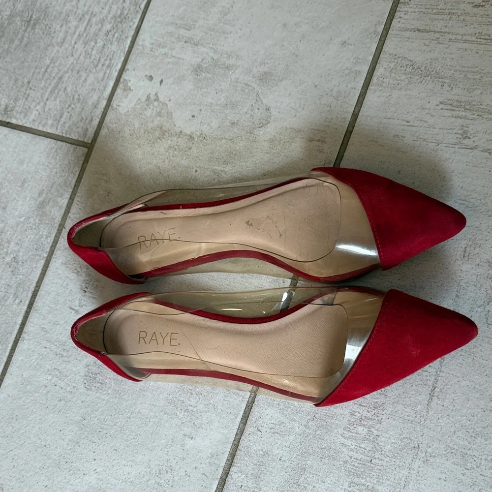 RAYE Red Suede Pointed Flats - Picture 3 of 8